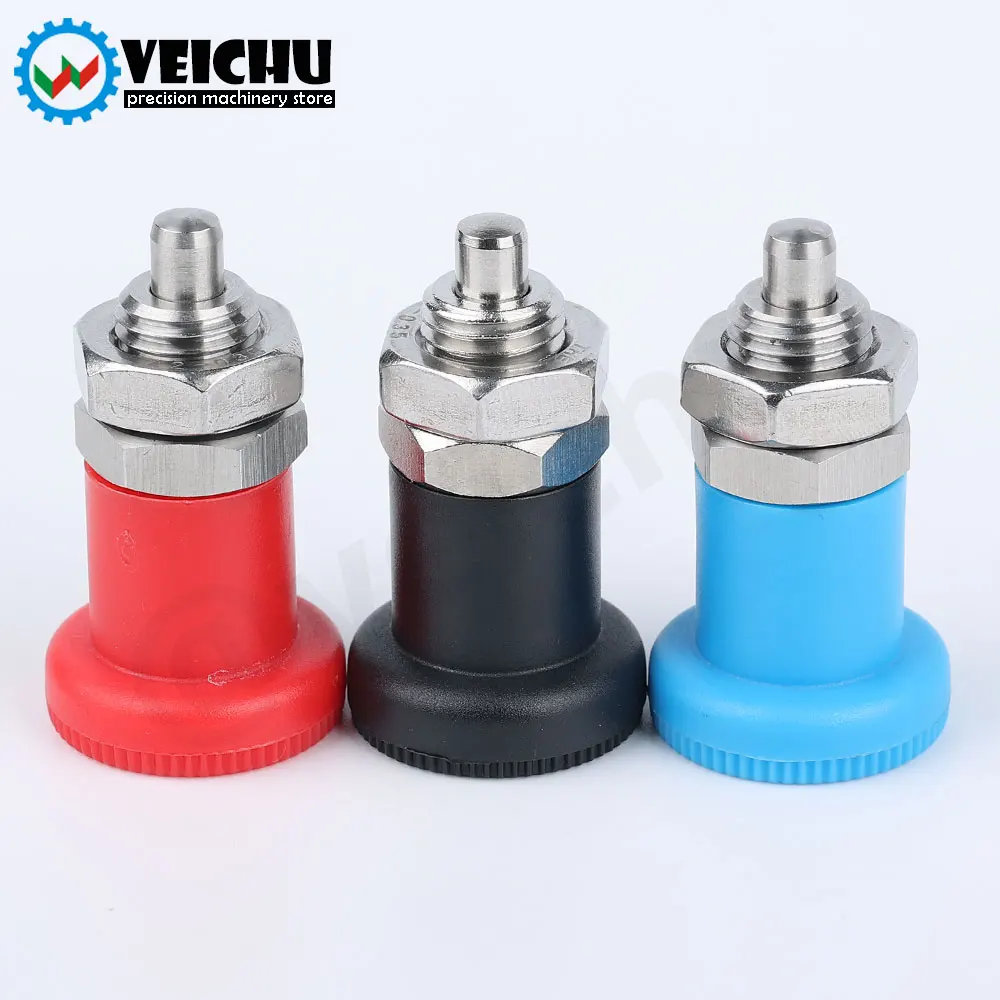 VEICHU Stainless/Carbon Steel Locking And Positioning Index Bolts VCN216 Three Colors Plastic Knob M12/M16 Indexing Plungers