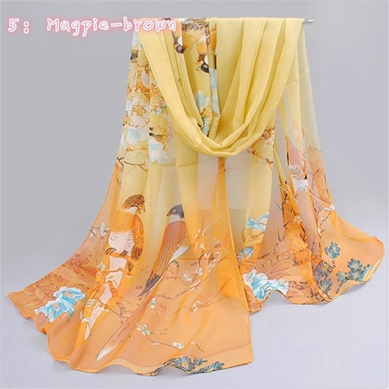 2022 Spring And Summer Women Scarf New Pashmina Shawl Printed Cape Silk Chiffon Polyester Tippet Muffler 50*165cm