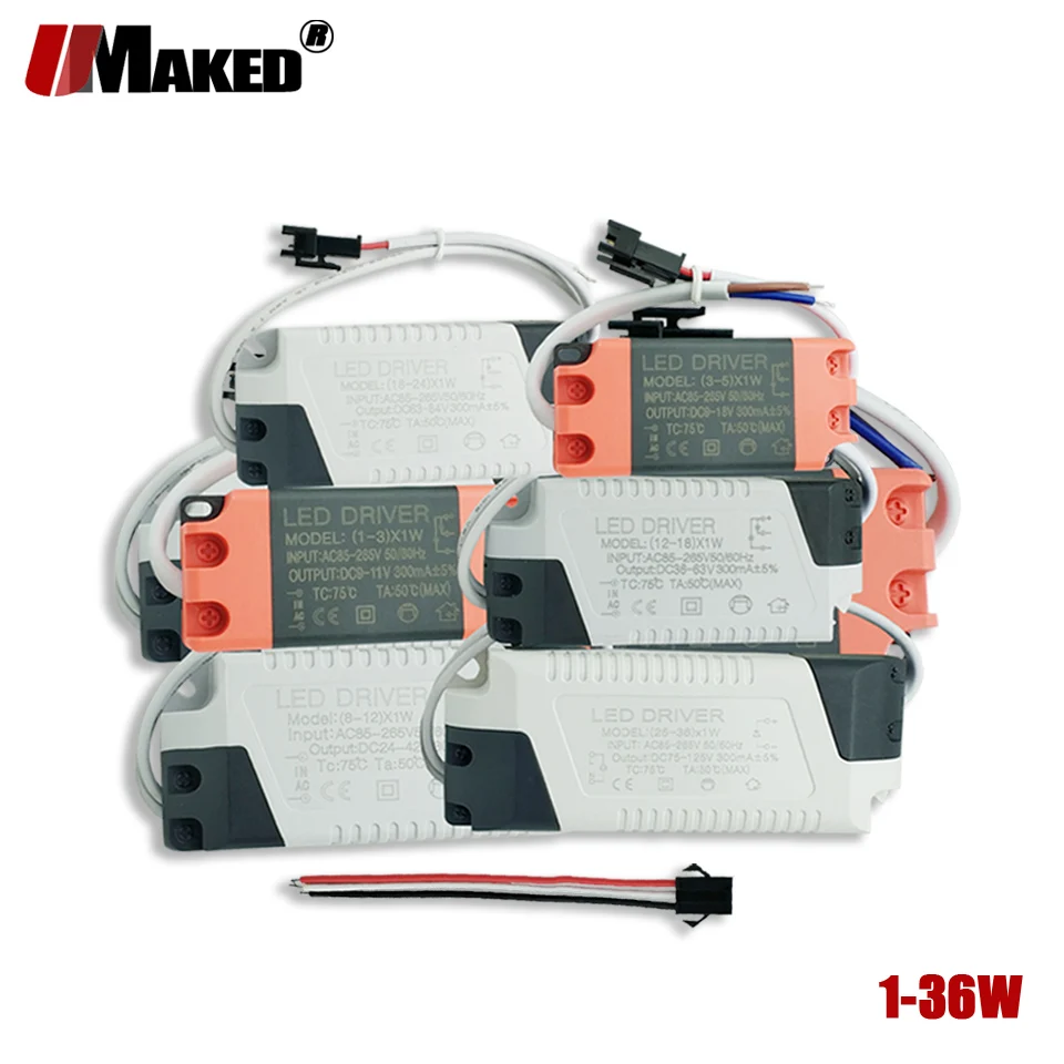 

1/5pc External led driver Changeable Color Constant current light transformer 3/7/9/12/15/18/24/36W Box drive For led downlight