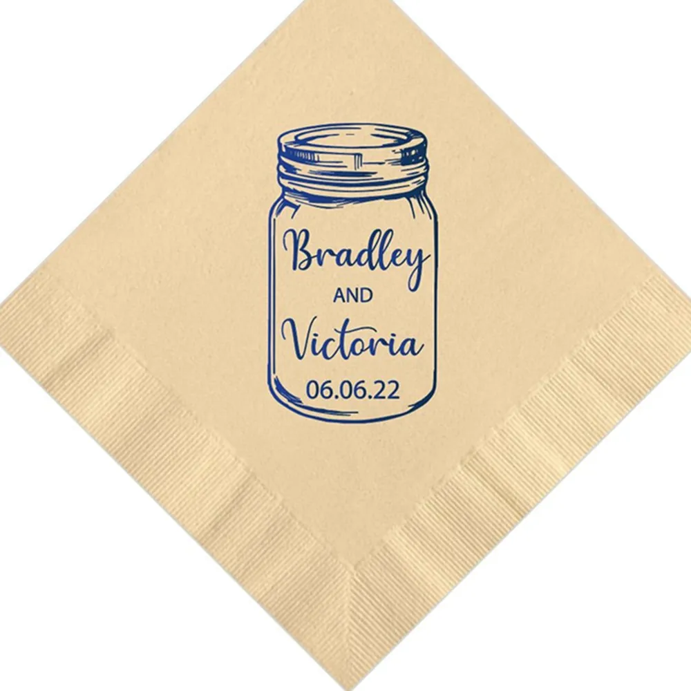 Personalized Napkins Beverage & Luncheon Size Available Wedding Napkins Shower Engagement Custom Monogram Rustic Mason napins