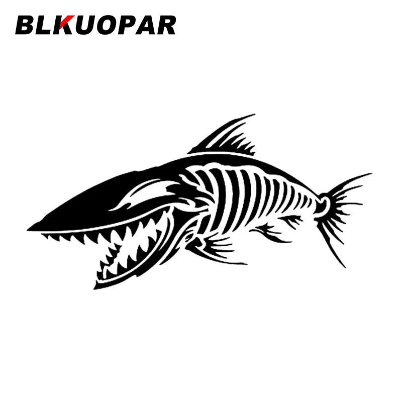 BLKUOPAR for Skeleton shark Car Stickers Creative Occlusion Scratch Sunscreen Decals Vinyl Die Cut Motorcycle Car Door Protector