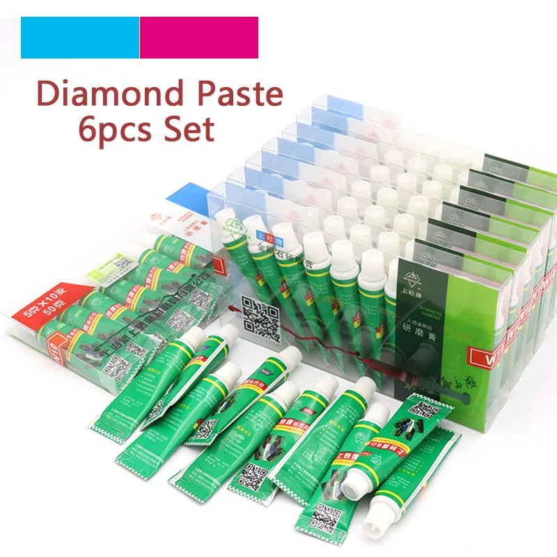 High Quality 6pcs Diamond Abrasive Paste Needle W0.5-W40 Grinding Polishing Tube Lapping Compound Metal Jade Amber Buffing Tools