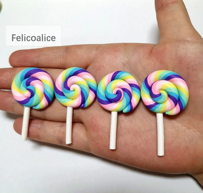 8 Stück Cabochons aus Kunstharz mit flacher Rückseite, Pastell-Konfetti-Charms, Süßigkeiten, Lutscher, Süßigkeiten, weicher Ton für Kinder, DIY-Telefondekoration – Detail 23