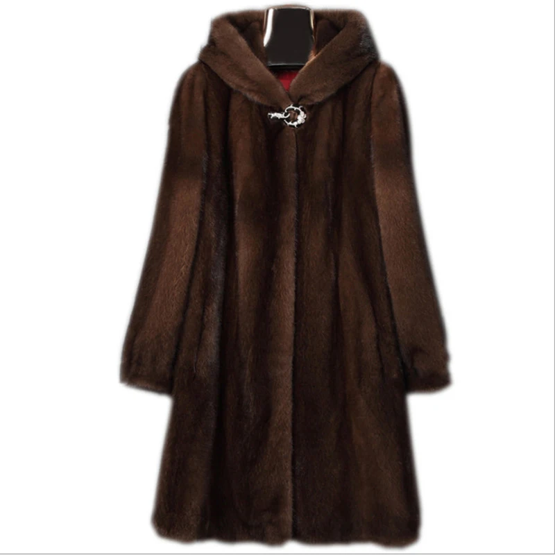 Giacca in pelliccia di visone finto di alta qualità Cappotti di pelliccia da donna Capispalla femminile Nuovo cappotto invernale addensato di media lunghezza Parka Big Size 6XL