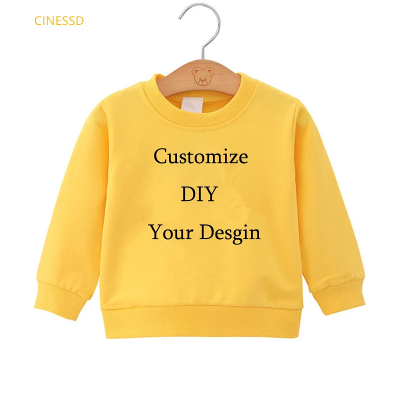 DIY Personalized customization Kids jumper white pink yellow children\'s clothes autumn winter sweatshirt boy girl hoodie custom