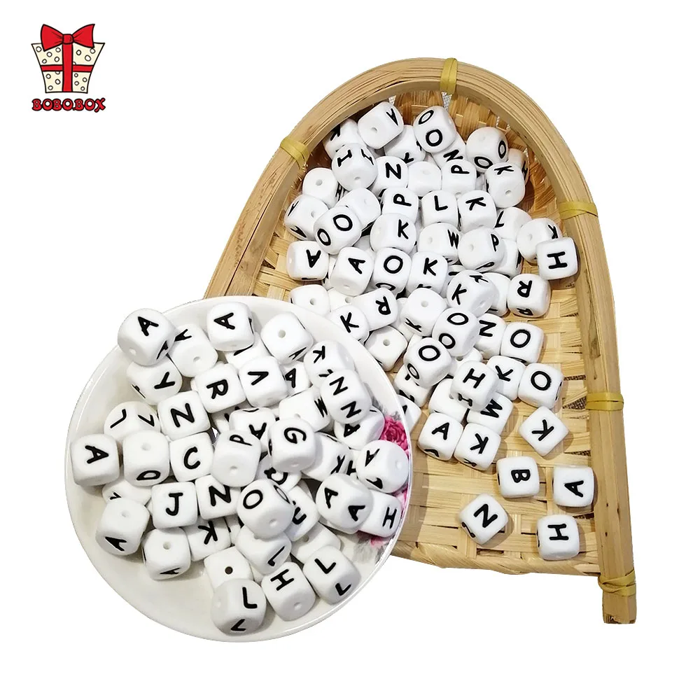 BOBO.BOX 10Pcs Silikon Englisch Alphabet Perlen Brief BPA FREI Material Für DIY Baby Zahnen Halskette Baby Beißring