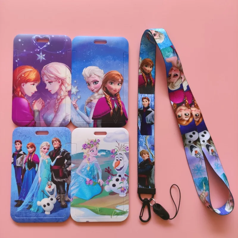 Disney Gefrorene Druck Bank Karte Halter Business Abzeichen Karte Fall Rahmen ABS Mitarbeiter Fall Abdeckung Student Lanyard ID Karte Halter