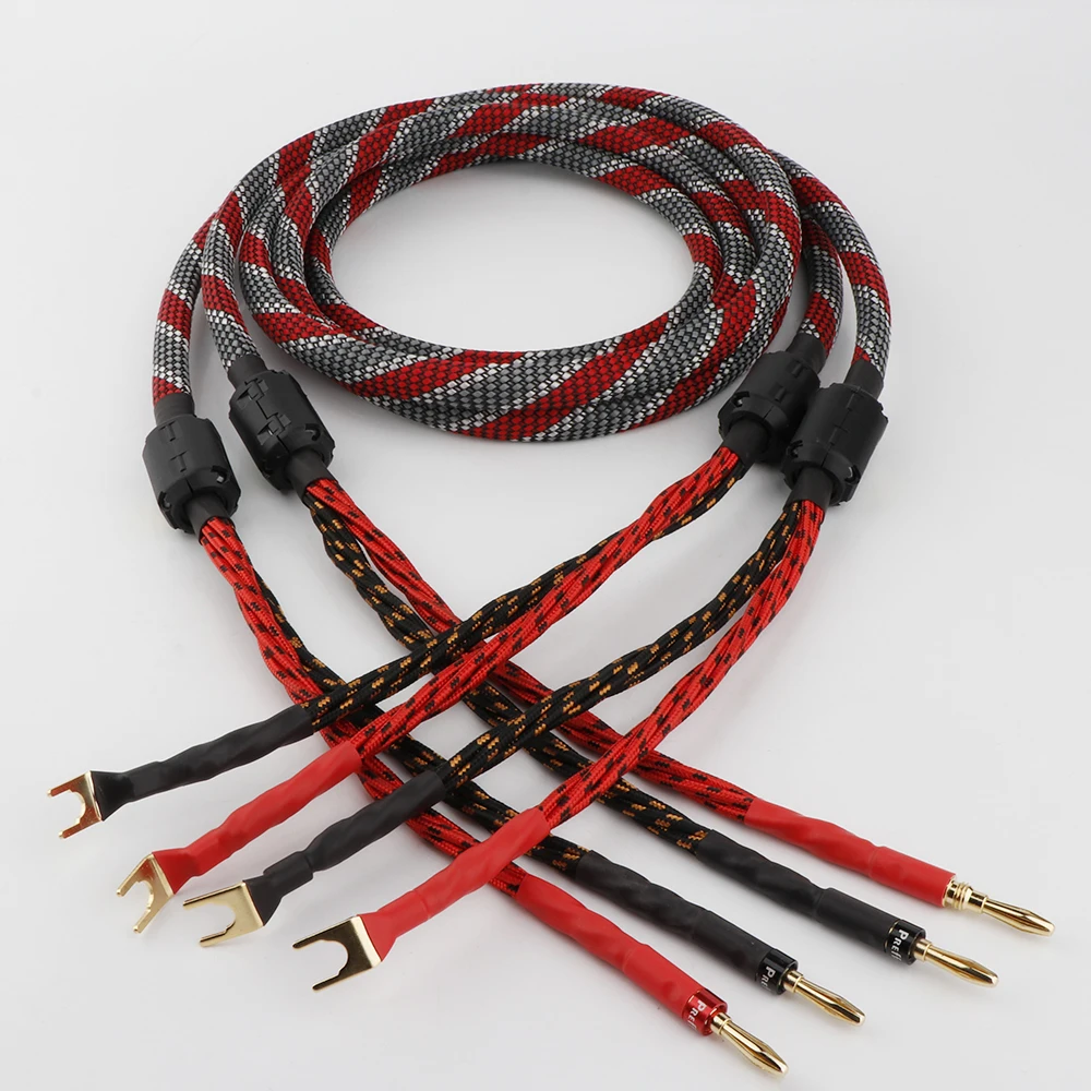 Ein Paar sauerstofffreies Kupfer (OFC) Audio-HiFi-Lautsprecherkabel, HI-FI-High-End-Verstärker-Lautsprecherkabel, Bananenspaten-Steckerkabel – Detail 8