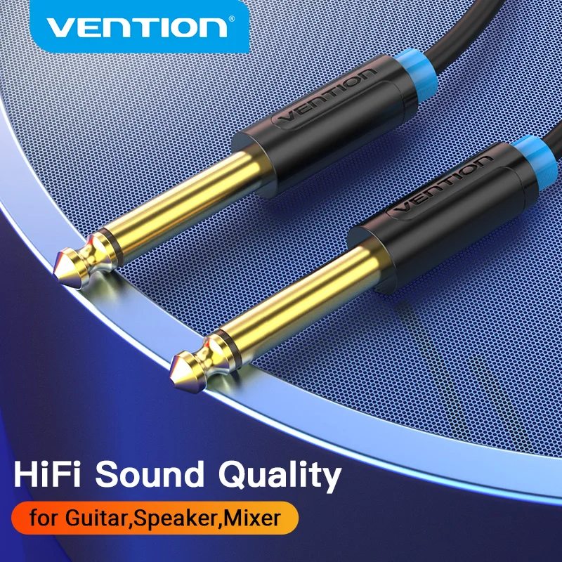 Vention Aux Guitar Cable 6.5mm Jack Male to Male Audio Cable Gold-Plated 1m 2m for Guitar Mixer Amplifier Bass 6.35mm AUX Cable