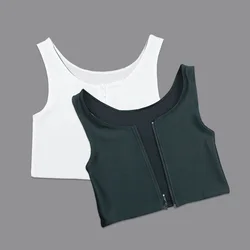Corset Flat Breast Binder Les Zipper Short Corset bra Summer Comfortable Chest Binder Trans Vest S-3XL Crop Tops Bamboo Charcoal