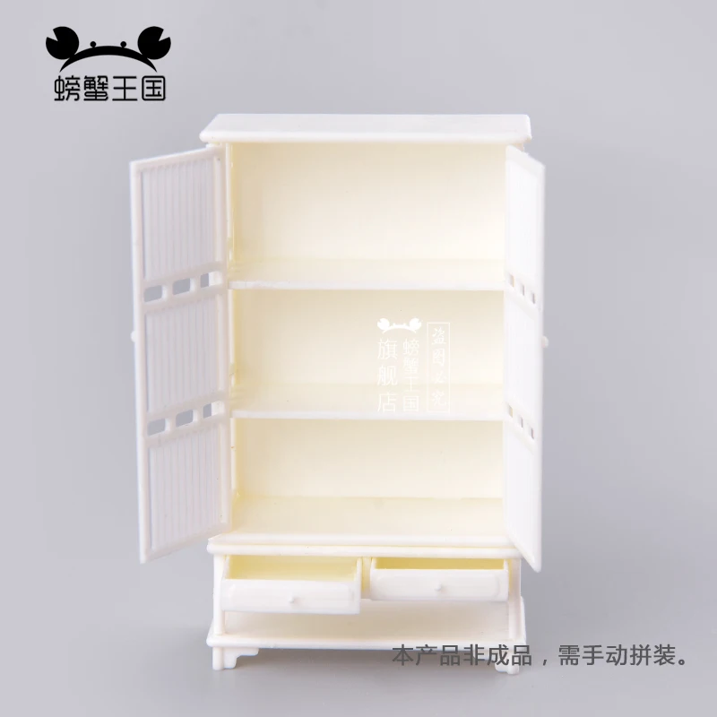 2pcs 1:25 Model Cupboard Cabinet Drawer Dollhouse Furniture Assembly Model Toy Interior Scene Decoration Kitchen Accessories