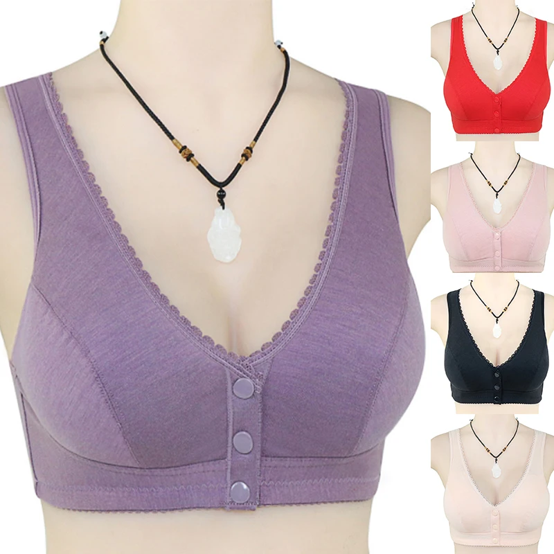 ผ้าฝ้าย Bras ด้านหน้าปิดเสื้อกั๊ก Brassiere Soft Intimate ชุดชั้นในสตรี Intimates หญิงบราขนาดใหญ่สำหรับผู้หญิงสายรัดกว้าง