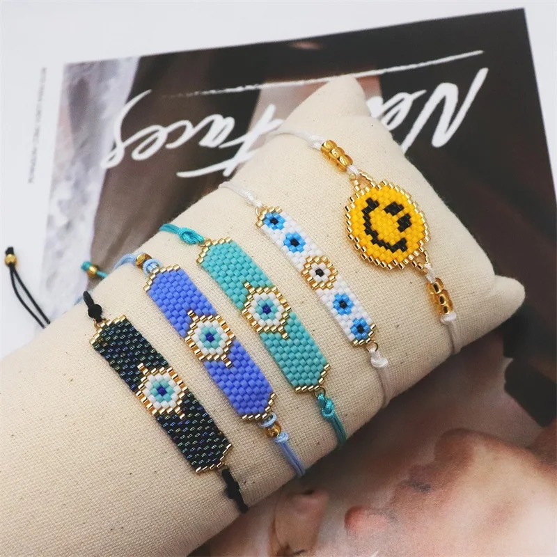 ZHONGVI Evil Eye Bracelet Jewelry for Women Miyuki Bead Handmade Bracelets Ins Hot Sale Fashion Crystal Tassel Pulsera Wholesale