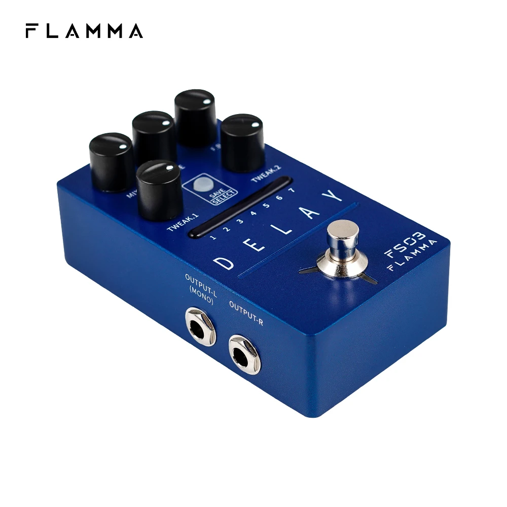 FLAMMA FS03 Guitar Delay Effects Pedal Stereo Delay Pedal 6 Delay Effects with 80s Looper Storable Presets Tap Tempo Trail on