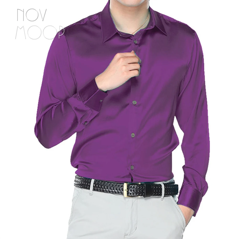 Black purple navy men natural silk shirts long sleeve business shirt cheap chemise homm camiseta masculina vetement homme LT1512