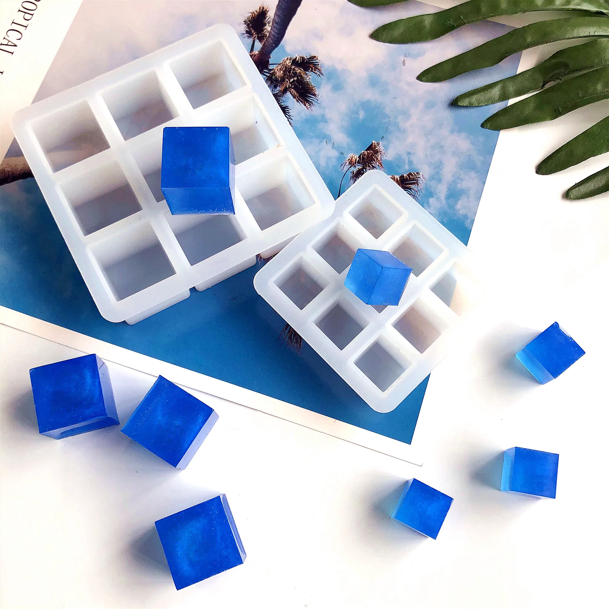 

Food Grade Silicone 9-grid Cube Jumbo Silicone Ice Cube Square Tray Tools Mould Non-toxic Durable Bar Pub Wine Ice Blocks Maker