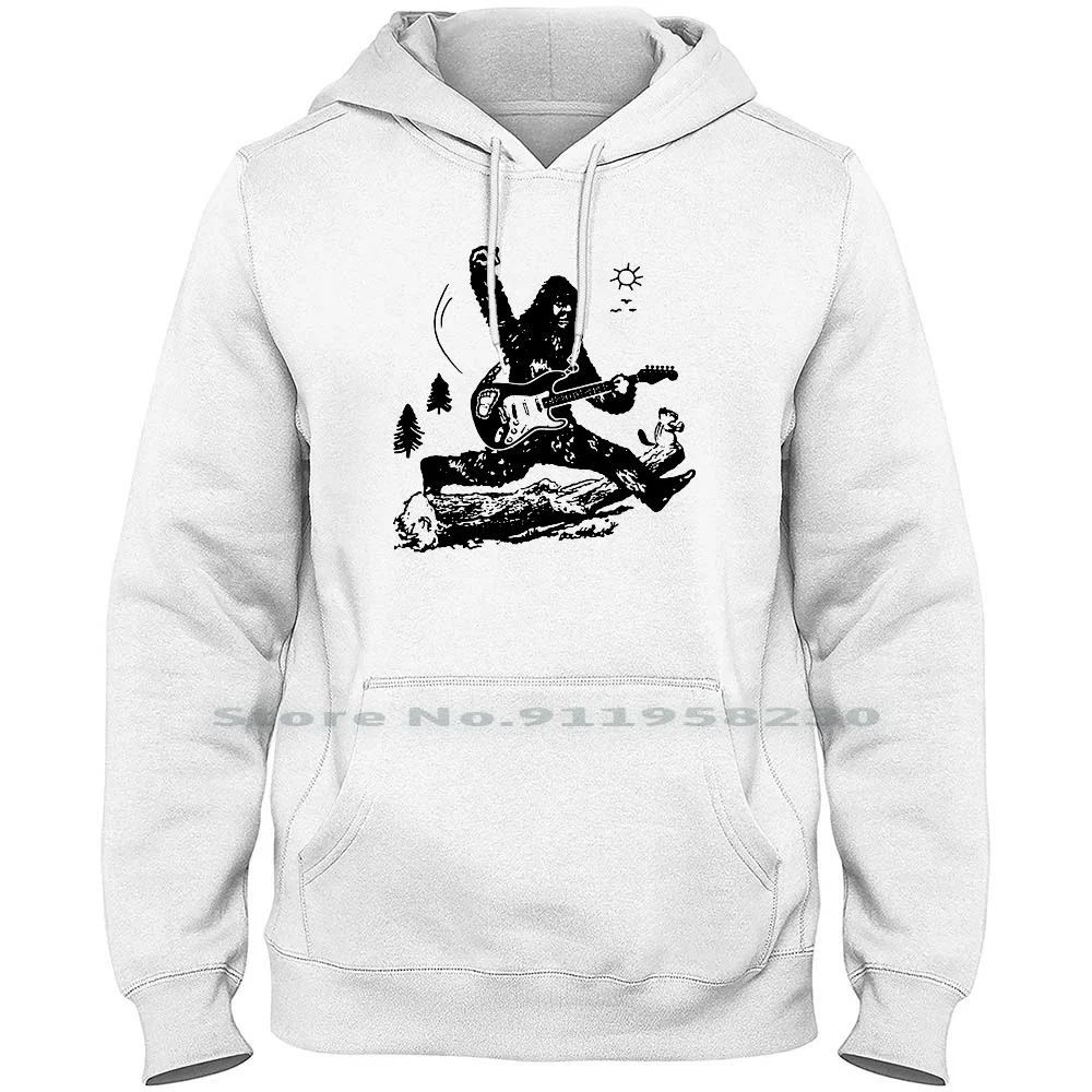 Bigfoot Guitar Jump Hoodie Sweater 6XL Big Size Cotton Birthday Animals Bigfoot Guitar Humor Comic Love Jump Geek Foot Big Fun