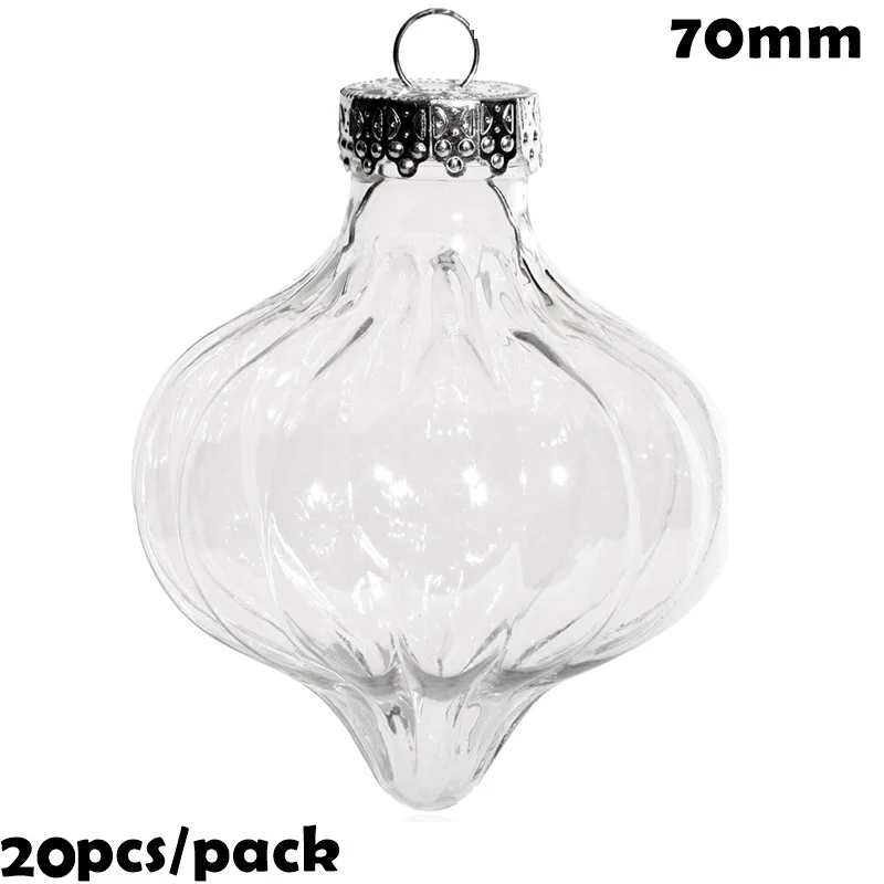 

20 Pieces x DIY Paintable Shatterproof/Fillable Christmas Decoration Ball Ornament 70mm Plastic Onion