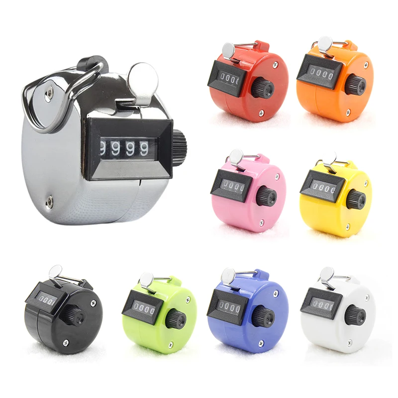 Handheld 4 Digital Tally Counter Mechanical Manual Palm Clicker Number Count Assorted 8 Color Tally Counter Number Count