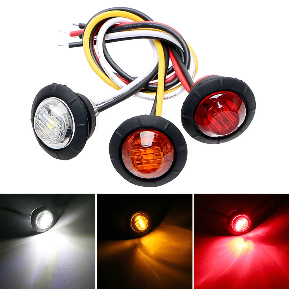 12V Taillights Motorcycle Brake Signal Lights LED Side Marker Lamps Position Clearance Rear Indicator Trailer Truck Accessories