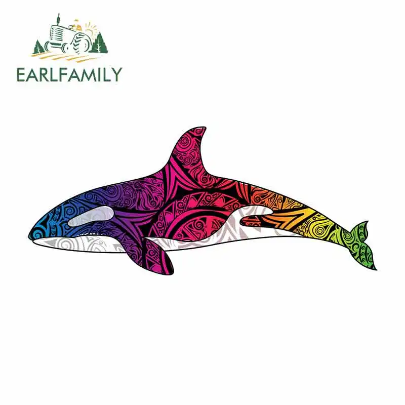 EARLFAMILY 13cm x 5.6cm for Orca Whale Car Stickers Vinyl Refrigerator RV VAN Fine Decal JDM Car Accessories Waterproof Anime