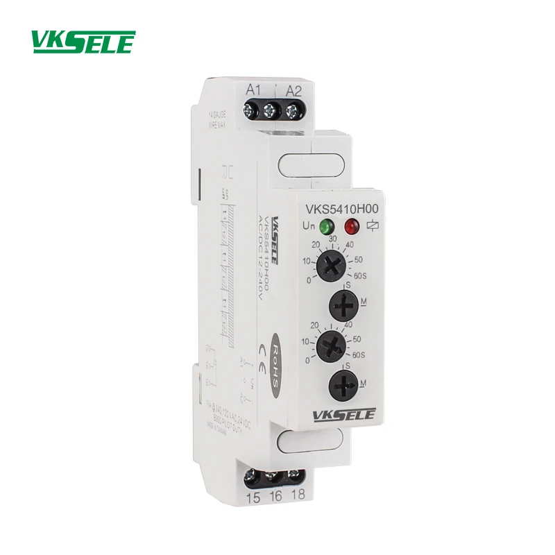 VKS5420 DIN RAIL timer relay AC/DC 12-240V 24V 220V 5a 16a electric timer delay relay