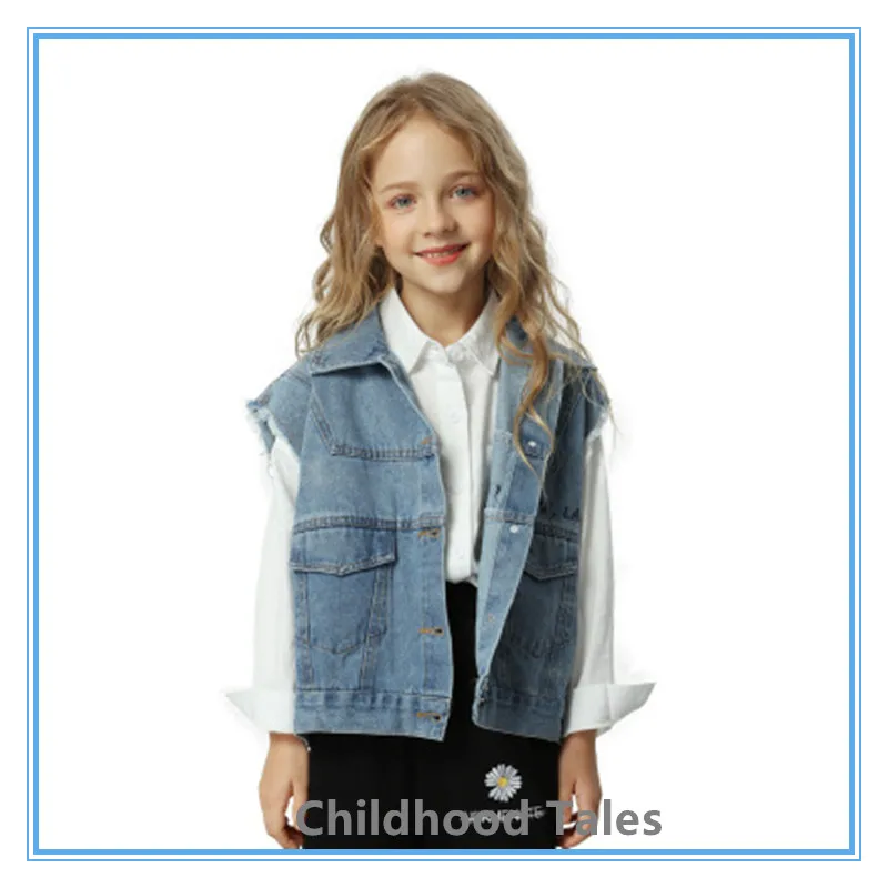 

Girls' vests, girls' jackets, children's denim print vests fashion clothes