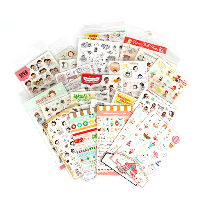 6sheets/bag Cute Stickers Journal Kawaii Scrapbooking Planner Diary Sticker Set Retro Stationery