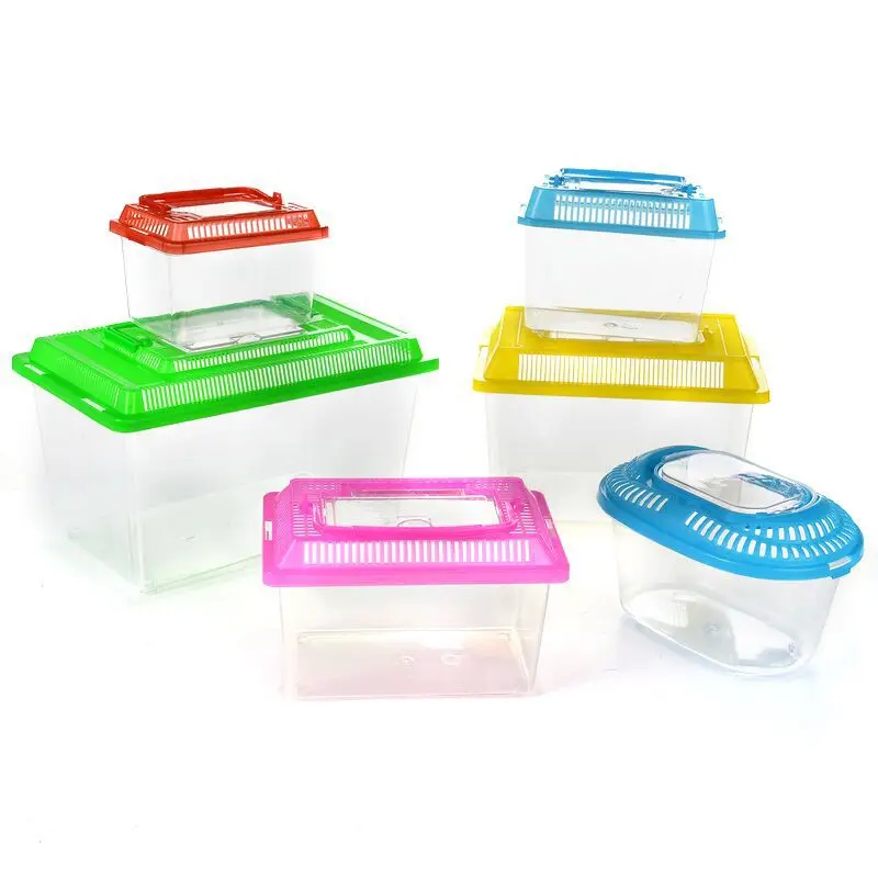 Portable Handheld Plastic Fish Tank Transparent Cutout Design For Turtle PetFish And aquarium Accessories