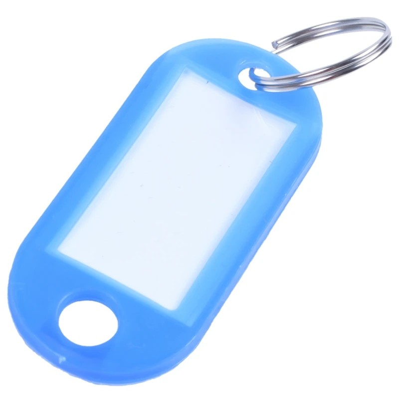 Promotion! 20 Pcs Key ID Label Tags Split Ring Keyring Keychain Blue