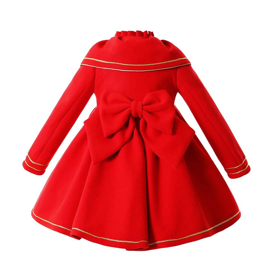 Pettigirl Christmas Winter Children Girls Red Trench Coat Jacket Kids Outwear Clothes Warm Jacket Coat for Little Girls