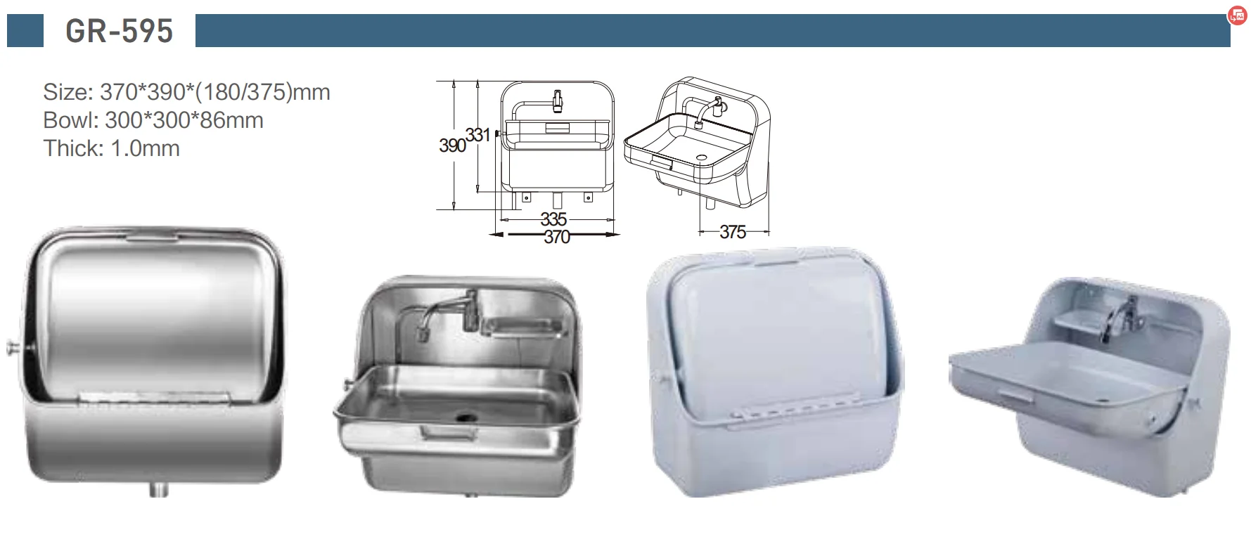 Stainless Steel Folding Sink with Integrated Polished Caravan Camper RV Boat