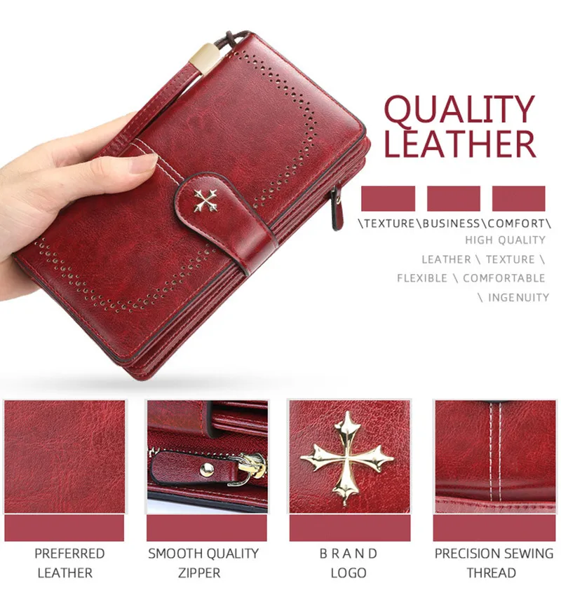 2024 New Wallet Fashion Leather Long Top Quality Classic Card Holder Female Wallet Zipper Brand Wallet