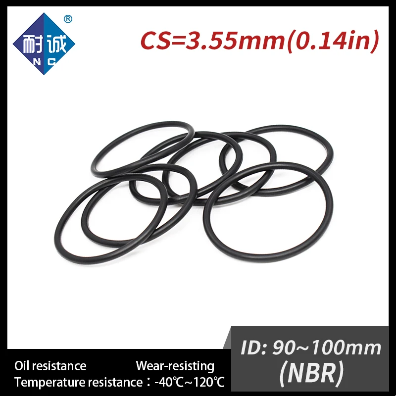 5 шт./лот Нитриловая Резина, черный NBR CS 3,55 мм ID 90/92, 5/95/97, 5/100*3,55 мм, уплотнительное кольцо, прокладка, маслостойкая, водонепроницаемая 5 шт./лот Нитриловая Резина, черный NBR CS 3,55 мм ID 90/92, 5/95/97, 5/100*3,55 мм, уплотнительное кольцо, прокладка, маслостойкая, водонепроницаемая