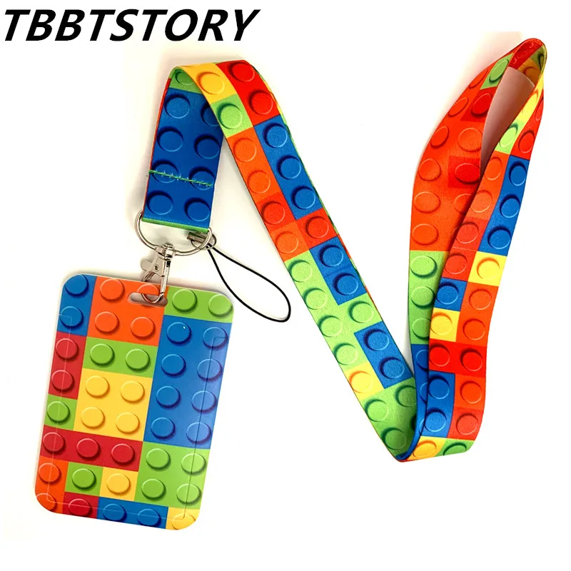 Colour Square Cartoon Lovely Neck Straps Lanyards Keychain USB ID Card Badge Car Key Holders Keycord Hanging Rope Gifts