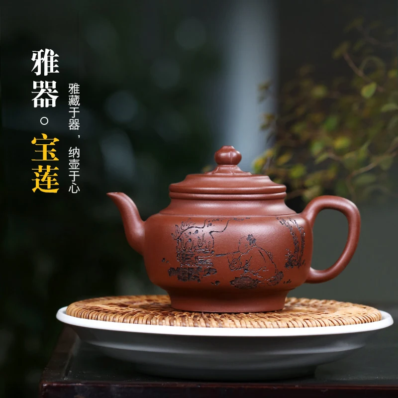 ★clay teapot is hand-made with double-sided bottom groove, small capacity 150cc household single pot Kungfu small teapot