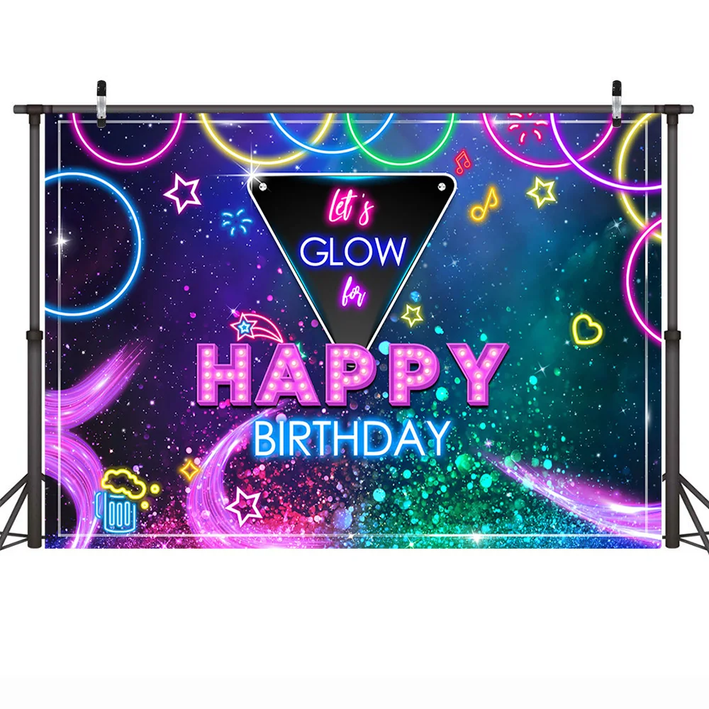 Let's Glow-خلفية عيد ميلاد سعيد ، زينة خلفية لامعة ملونة رائعة لحفلات أعياد الميلاد ، ملحقات استوديو الصور مع نجوم نيون
