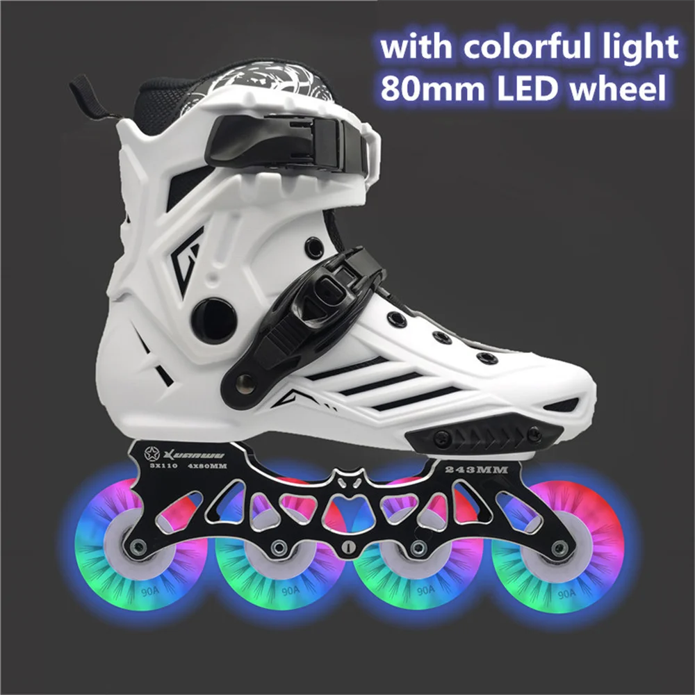 LED 80mm Skates Shoes for Inline Roller FSK Slalom Skate Shoes White Red Blue Pink Colorful Flash 4 Wheel / 3 Wheel Speed Shine