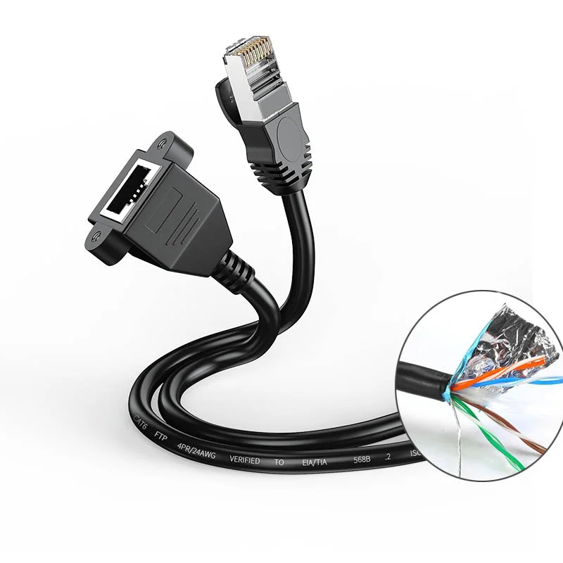 CAT5 RJ45 Cable Male to Female Screw Panel Mount Ethernet LAN 100M Network 8 Pin Extension Cable For industrial chassis computer