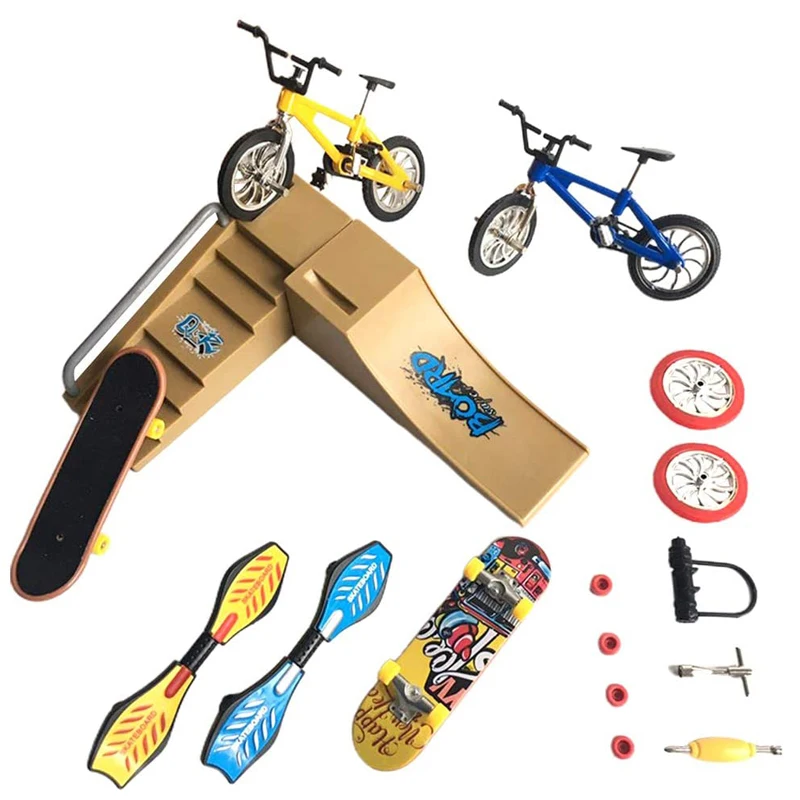 Gratis Schip Nieuwe Mini Vinger Scooter Vinger Fiets Vinger Skateboard Speelgoed Set W/Ramp Voor Meisjes Jongens Party Gunsten goodie Bag Fillers