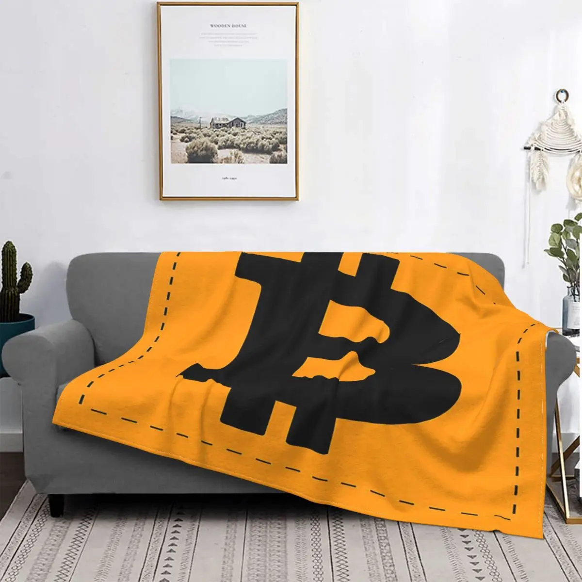 Bitcoin Blanket Velvet Print Cryptocurrency Btc Blockchain Breathable Super Soft Throw Blanket for Sofa Car Bedspreads