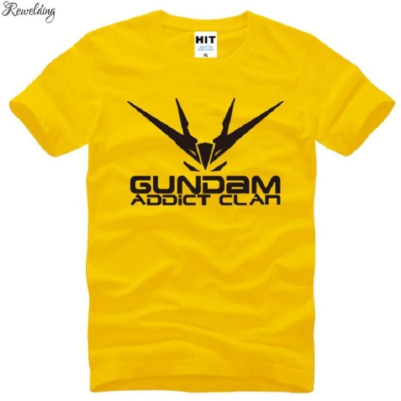 New Summer Style Gundam Addict Clan Printed T Shirts Men Short Sleeve Cotton O-Neck Anime Gundam Men\'s T-shirt Cartoon Tee Shirt