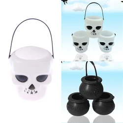 1pcs Mini Candy Jar Horror Skull Shaped Plastic Candy Bucket Halloween Cosplay Haunted House Decoration Props Halloween Decor