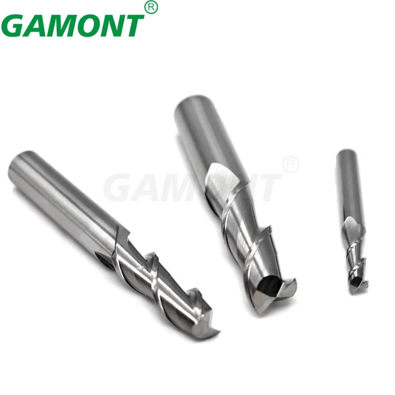 GAMONT HRC55 2-Flute For Aluminium Tungsten Steel Carbide Milling Cutter CNC Machinery Maching Special Flat Endmill Tools