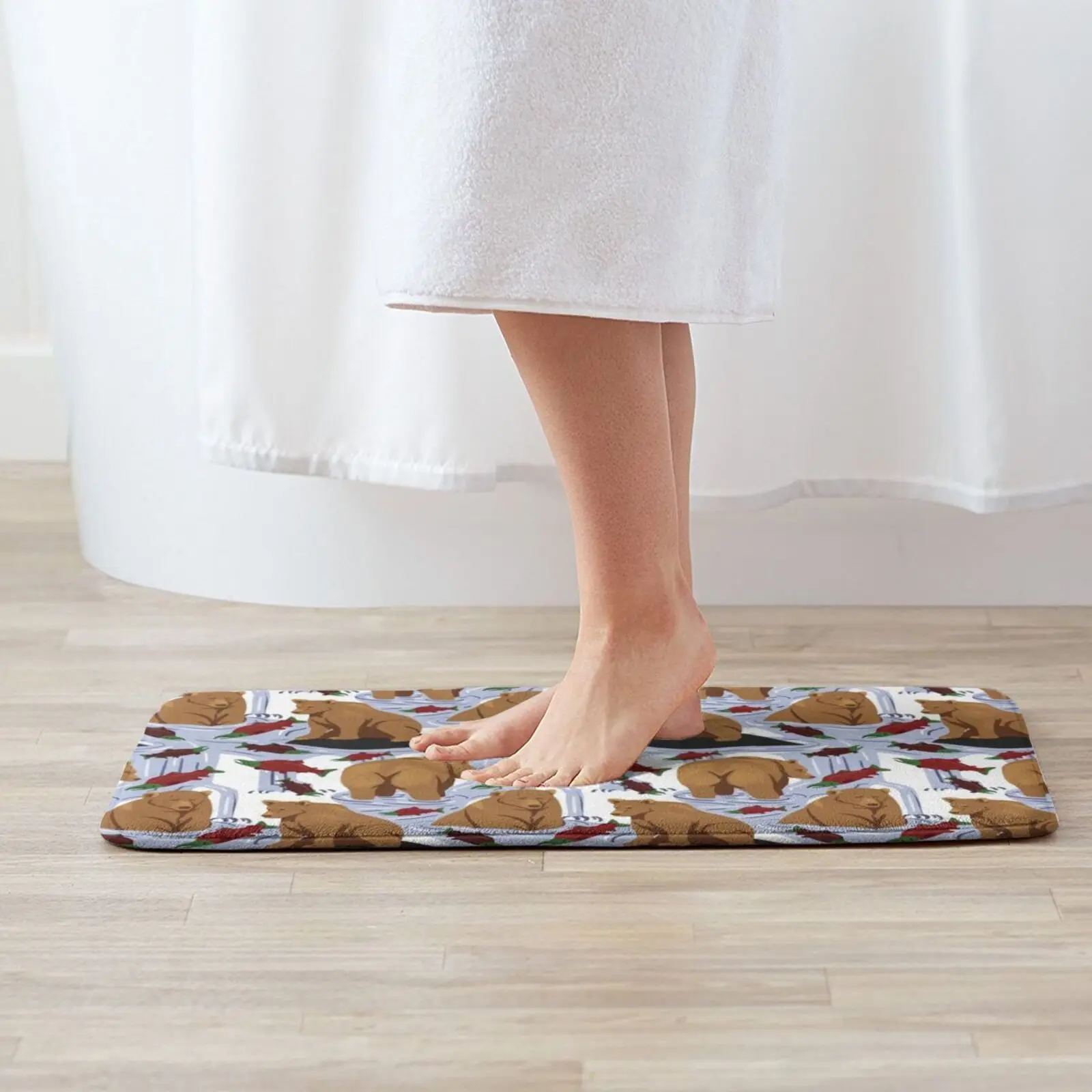 Katmai Bears Repeating Pattern Entrance Door Mat Bath Mat Rug Bears Bearcam Fat Bear Week Grizzly Bear Alaska Katmai Fishing