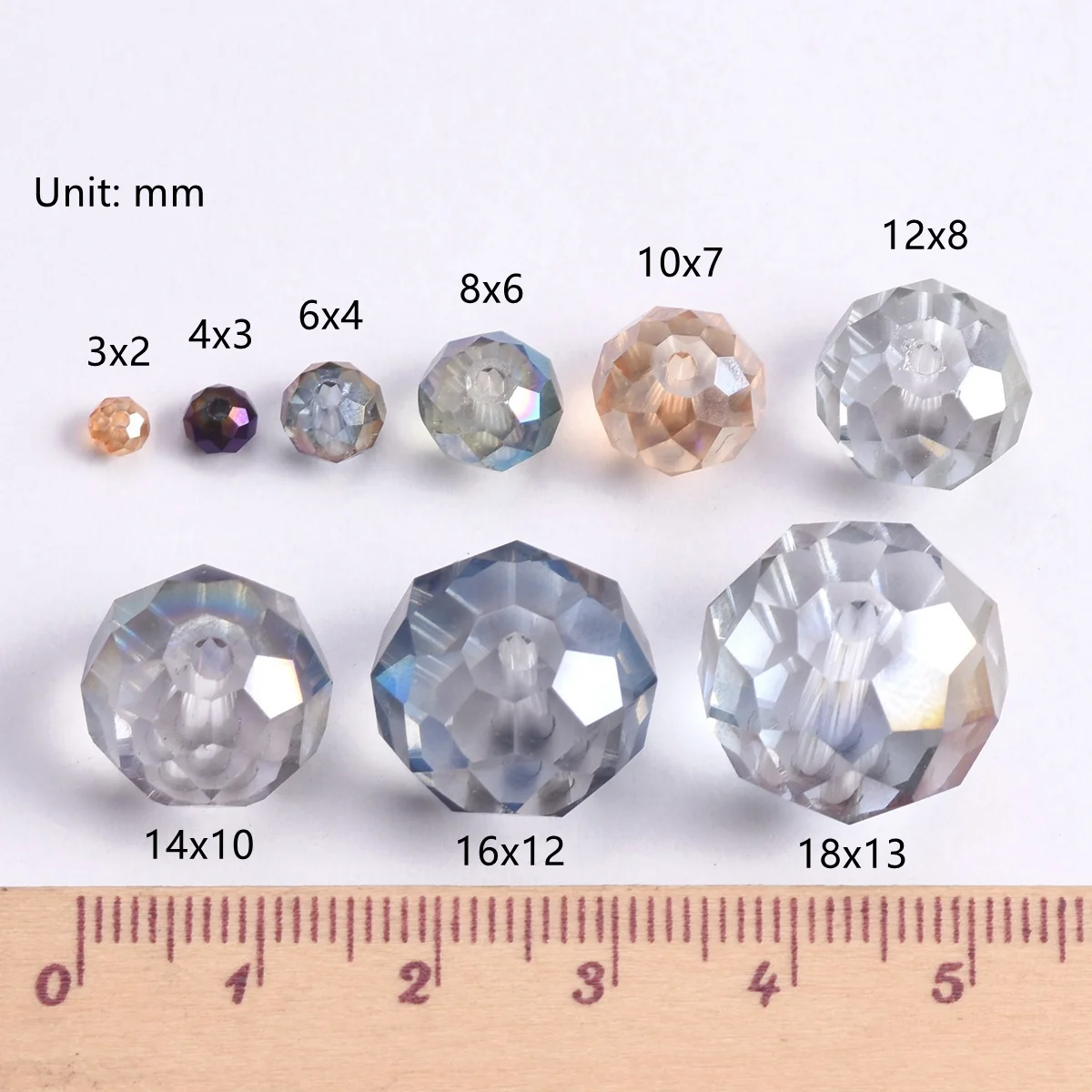 Rondelles en verre cristal à facettes colorées plaquées, perles d'espacement pour bijoux de direction, 3mm, 4mm, 6mm, 8mm, 10mm, 12mm, 14mm, 16mm, 18mm