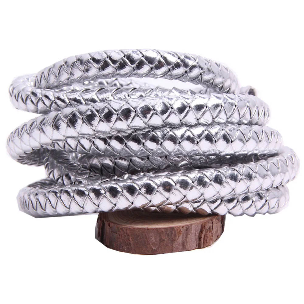 Regelin 5 Meter Zwart Gevlochten Pu Lederen Armband Bevindingen 3/4/5/6 Mm Ronde Lederen Koord string Rope Diy Ketting Armband Maken