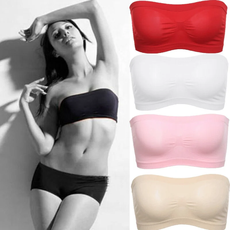 Women Seamless Invisible Bra Tube Top Underwear Lady Crop Top Sexy Lingerie Wrapped Chest Breathable Strapless Mesh Tube Top