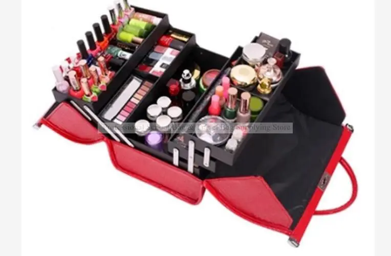 Women Multilayer cosmetic bag PU makeup organizers box Beauty case Dressing Case Tattoos Nail Tools Storage case Toiletry case