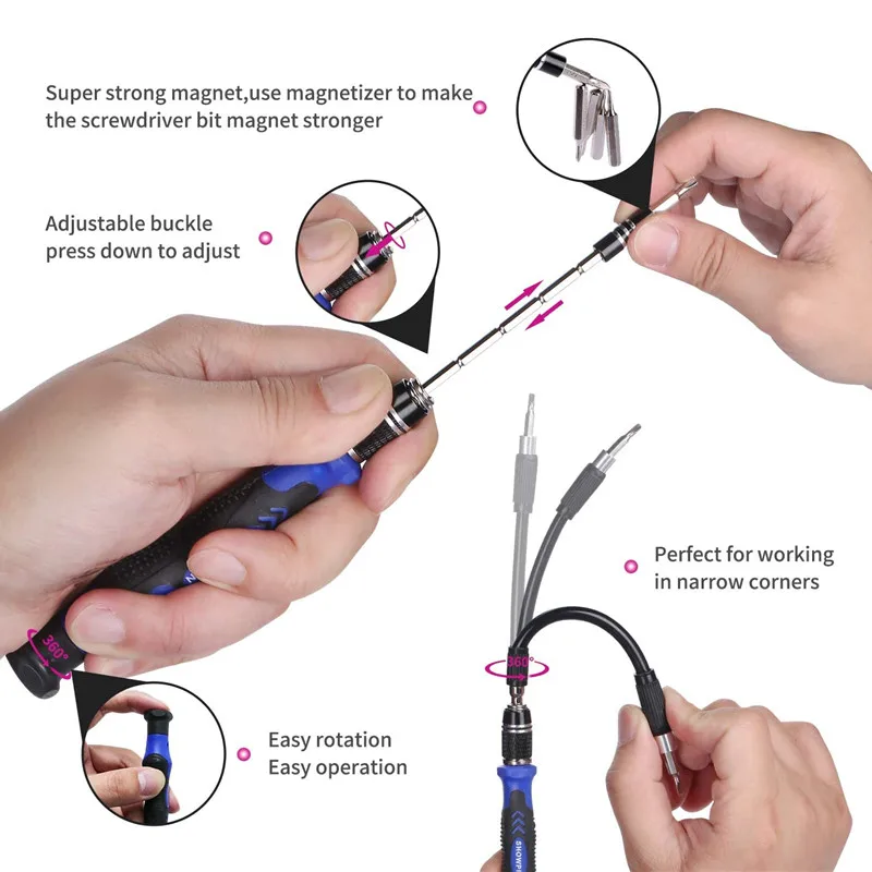 Jeu de tournevis de précision 135/122/25 en 1, bricolage Kit d'outils de réparation pour fixer téléphone portable PC montres lunettes et autres appareils électroniques,